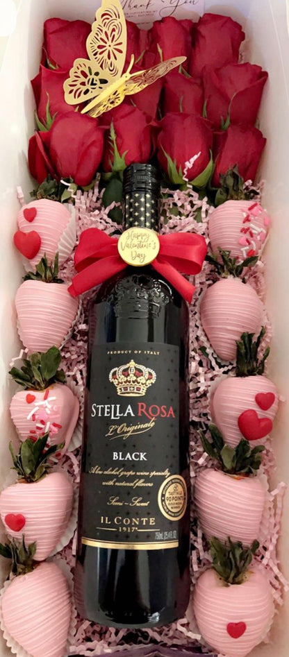 Wine & Dine Dozen w/Roses